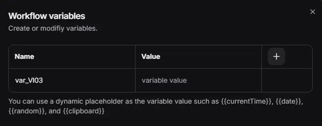 Workflow variables